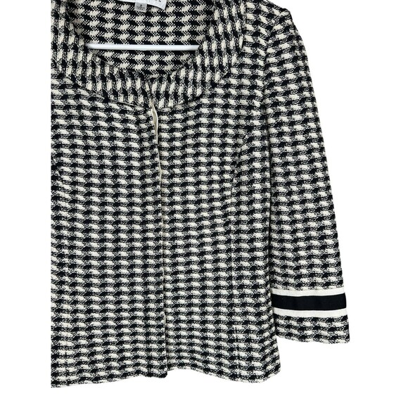 St. John Collection Houndstooth Knit Jacket Old Money Tweed Blazer Black White 2 - Picture 3 of 12